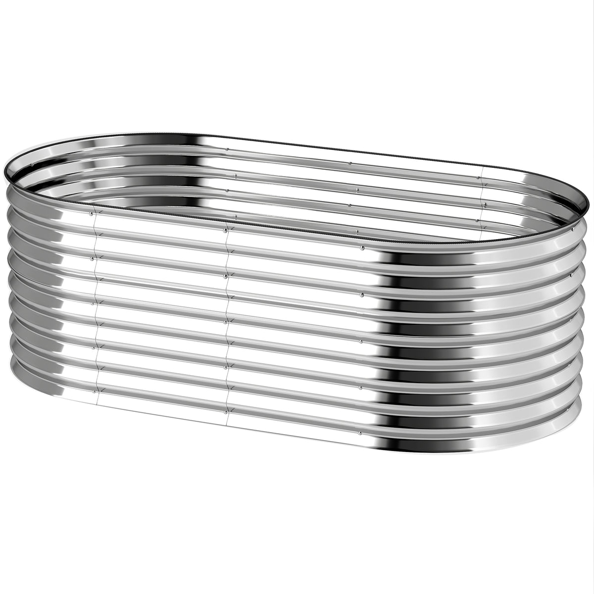 5 x 2.5 x 2 ft Galvanized Raised Garden Bed, Easy DIY Oval Planter Box with Safety Edging and Gloves, Silver