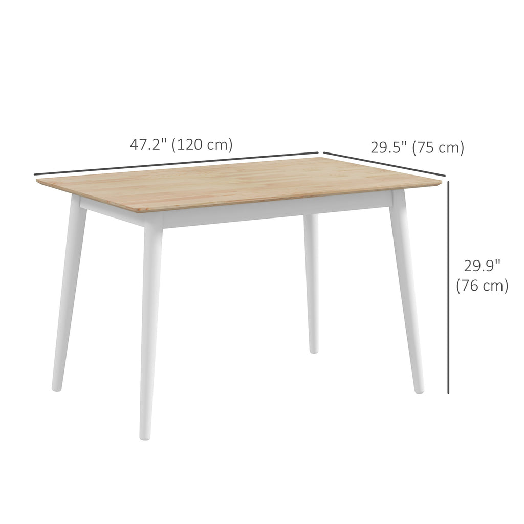 47" x 30" Dining Table, Farmhouse Dining Room Table with Pine Wood Frame, Space Saving Kitchen Table, Natural