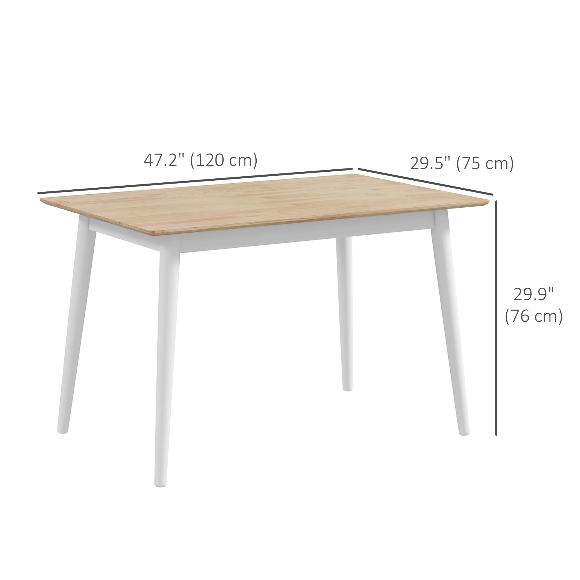 47" x 30" Dining Table, Farmhouse Dining Room Table with Pine Wood Frame, Space Saving Kitchen Table, Natural