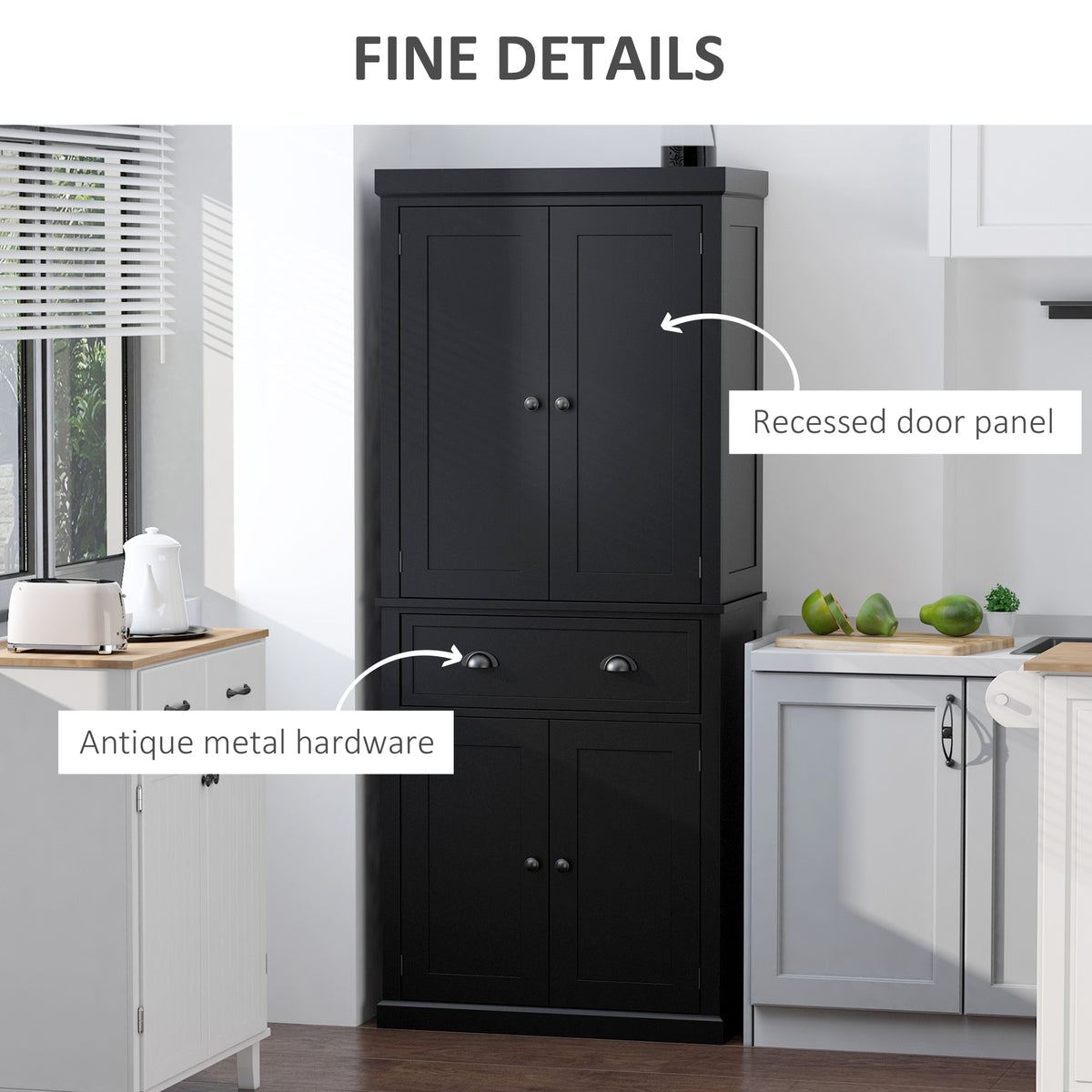 Long Standing Kitchen Cabinet w/ 2 Drawers MDF Board White