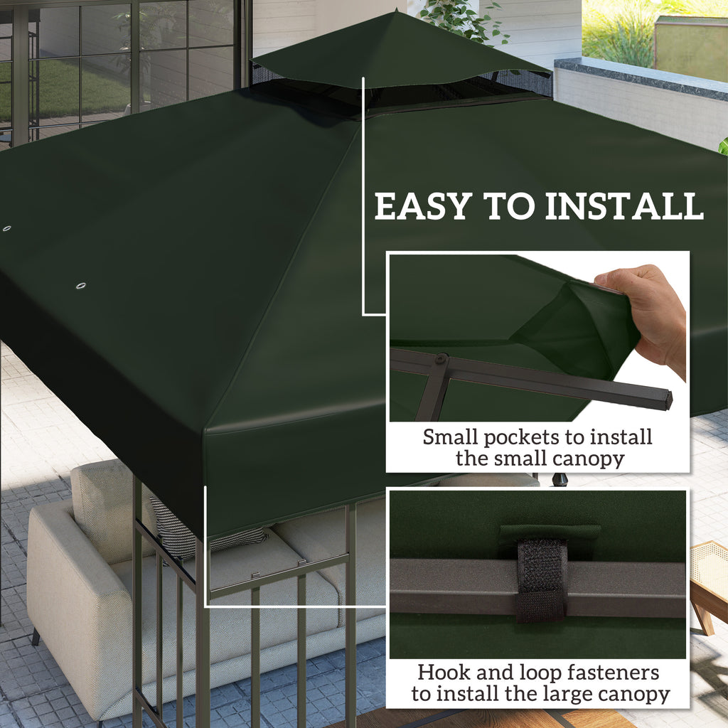 10' x 10' Gazebo Canopy Replacement Cover, 2-Tier Garden Gazebo Roof Replacement, UPF30+, TOP COVER ONLY, Grey