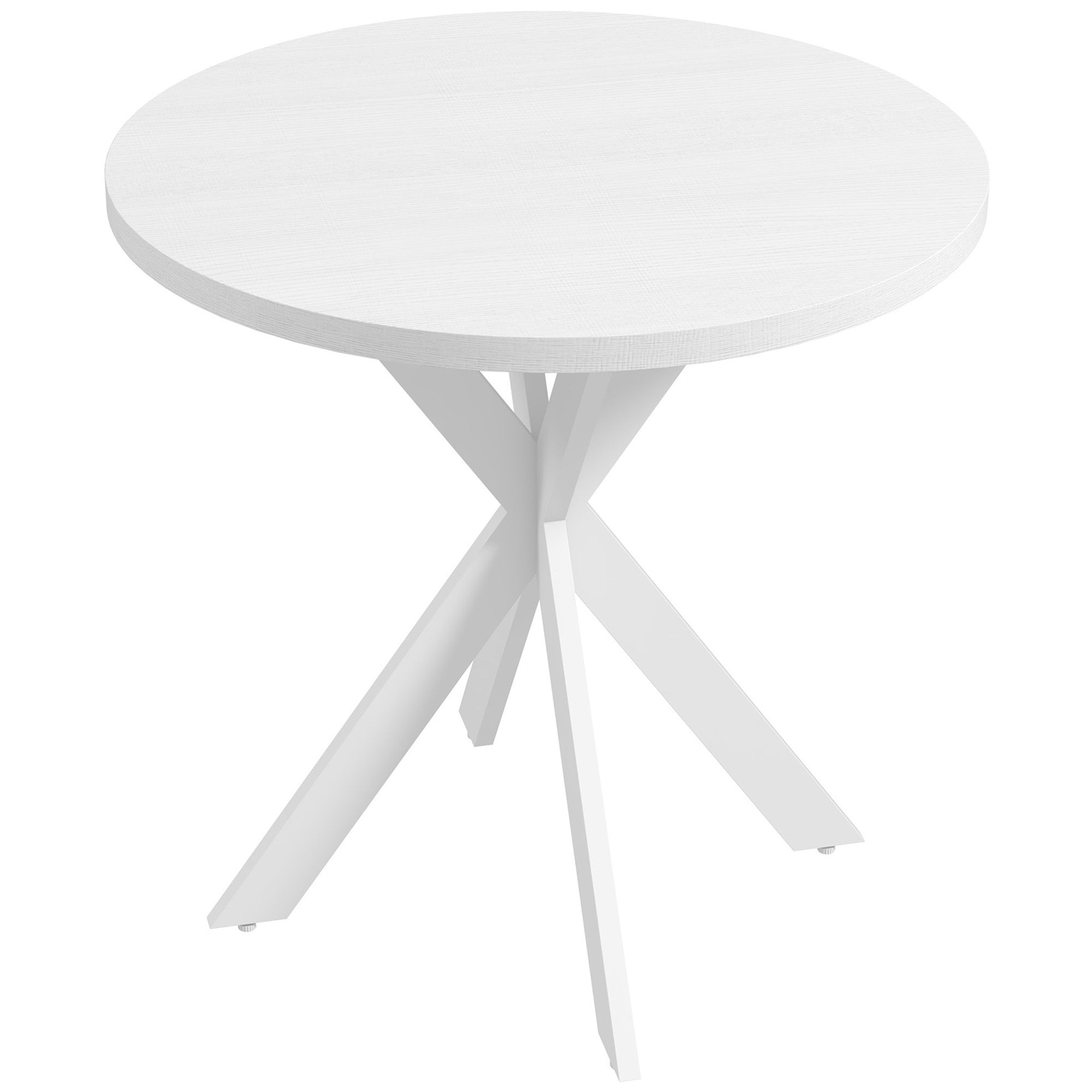 29" Dining Table, Contemporary Round Kitchen Table with Steel Legs, Brown