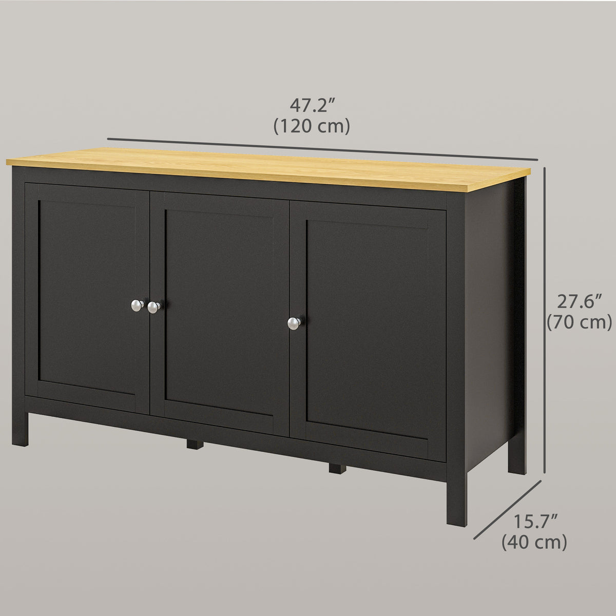 Sideboard, Buffet Cabinet with Doors and Adjustable Shelves for Living Room, Entryway, White and Natural