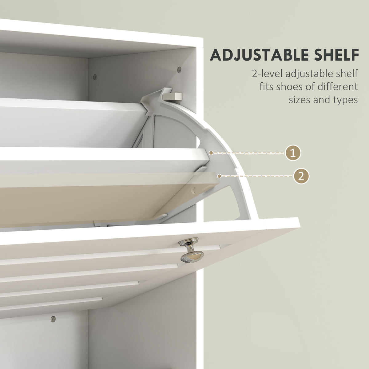Narrow Shoe Storage Cabinet, 3 Flip Drawers, Adjustable Shelves, 18-24 Pairs Capacity, White