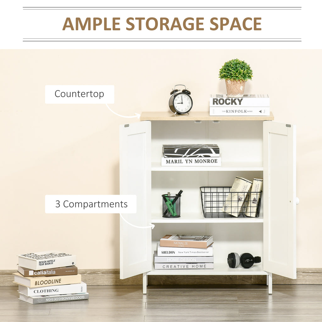 Storage Cabinet with Doors, Cupboard Organization with 2 Adjustable Shelves, Storage Solution for Living Room, Bathroom
