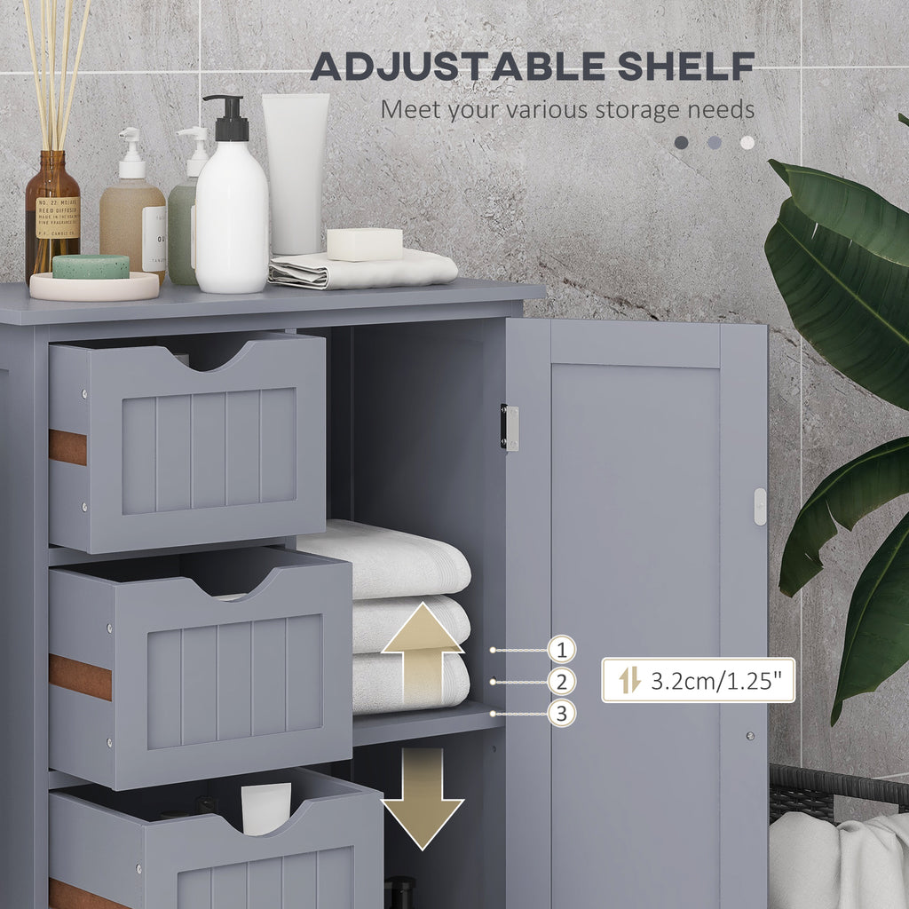 Bathroom Storage Cabinet, Floor Cabinet with Adjustable Shelf and 4 Drawers, Side Cabinet for Washroom, White