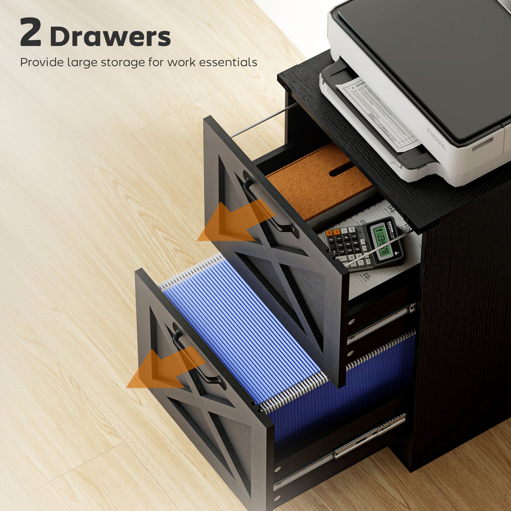 3 Drawer File Cabinet with Silent Slides, Vertical Farmhouse Filing Cabinet Fits Letter/A4 Size Home Office, White