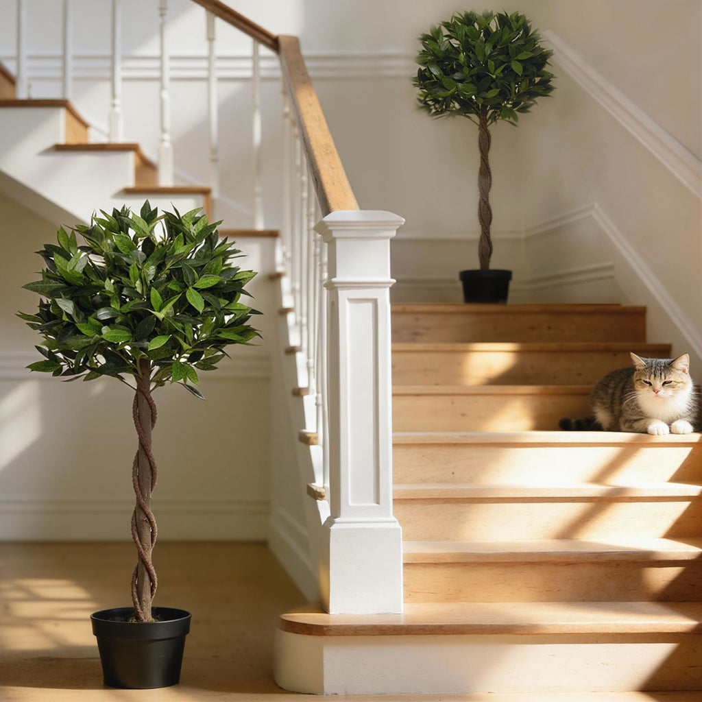 3FT Artificial Laurel Tree Set of 2, Lifelike Fake Plant with 564 Leaves, Potted Fake Plant for Home Office Decor, Green