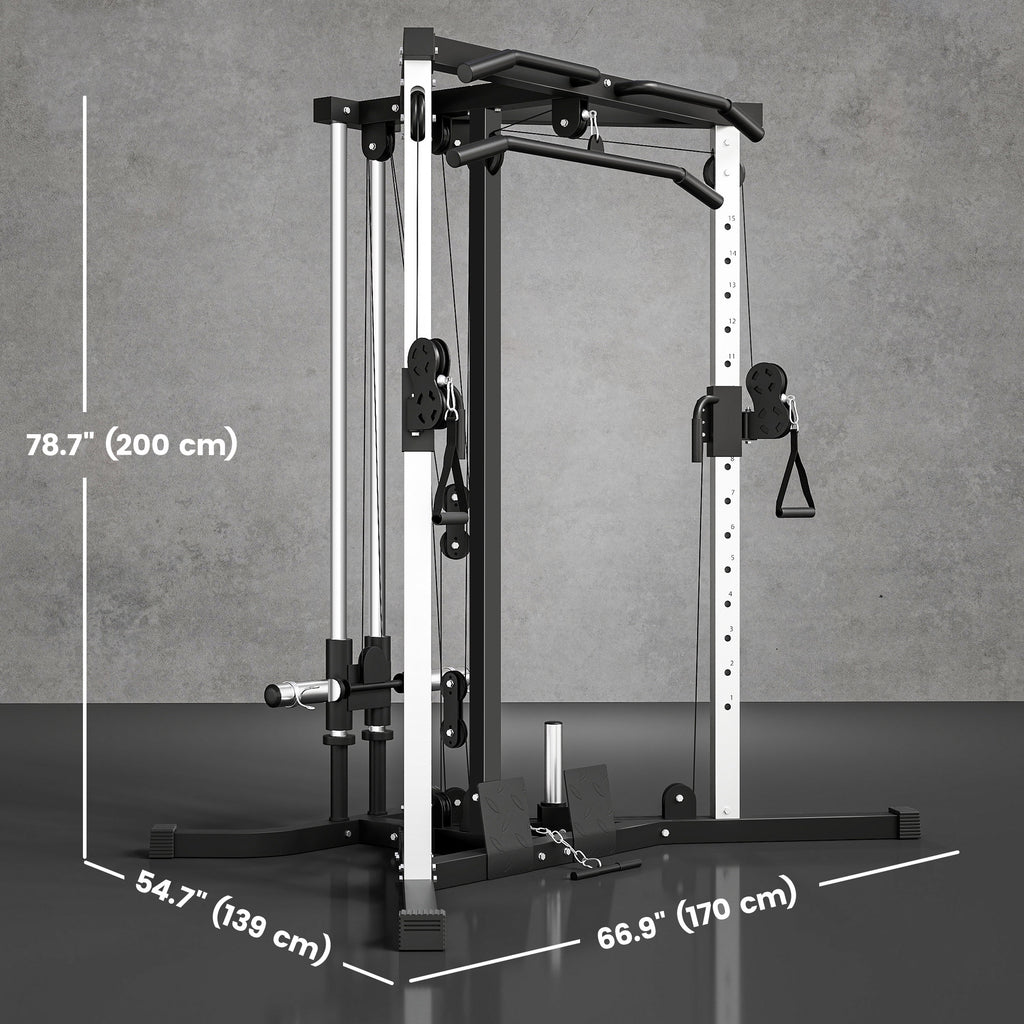 Soozier Multifunctional Home Gym Machine with Pull Up Bar, 15-Position Adjustable Strength Training Workout Station