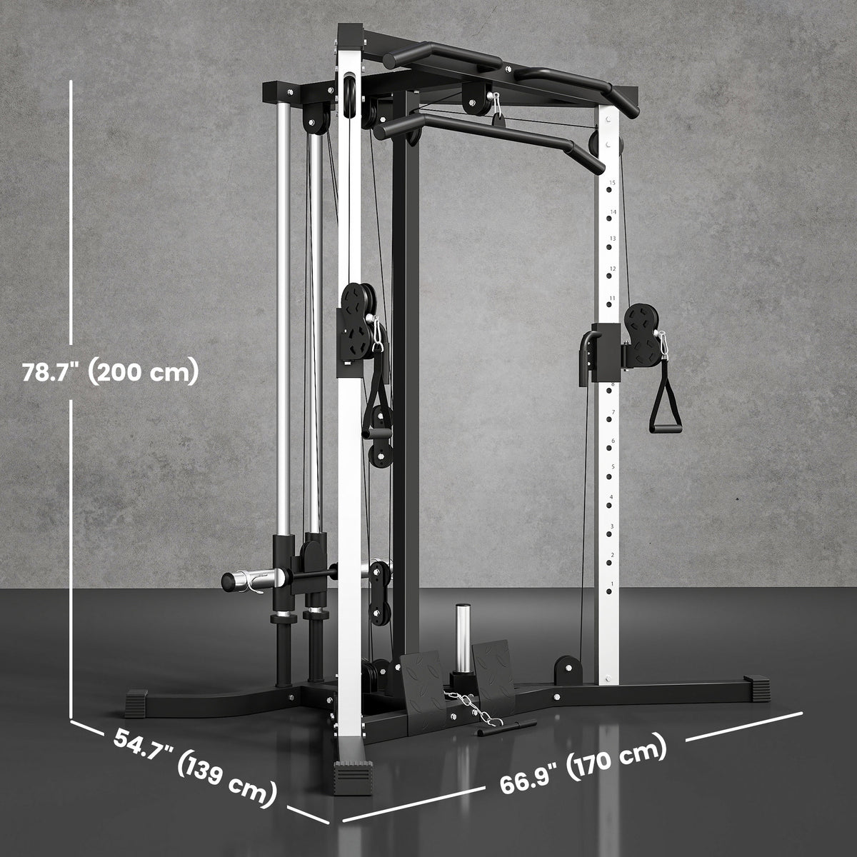 Soozier Multifunctional Home Gym Machine with Pull Up Bar, 15-Position Adjustable Strength Training Workout Station