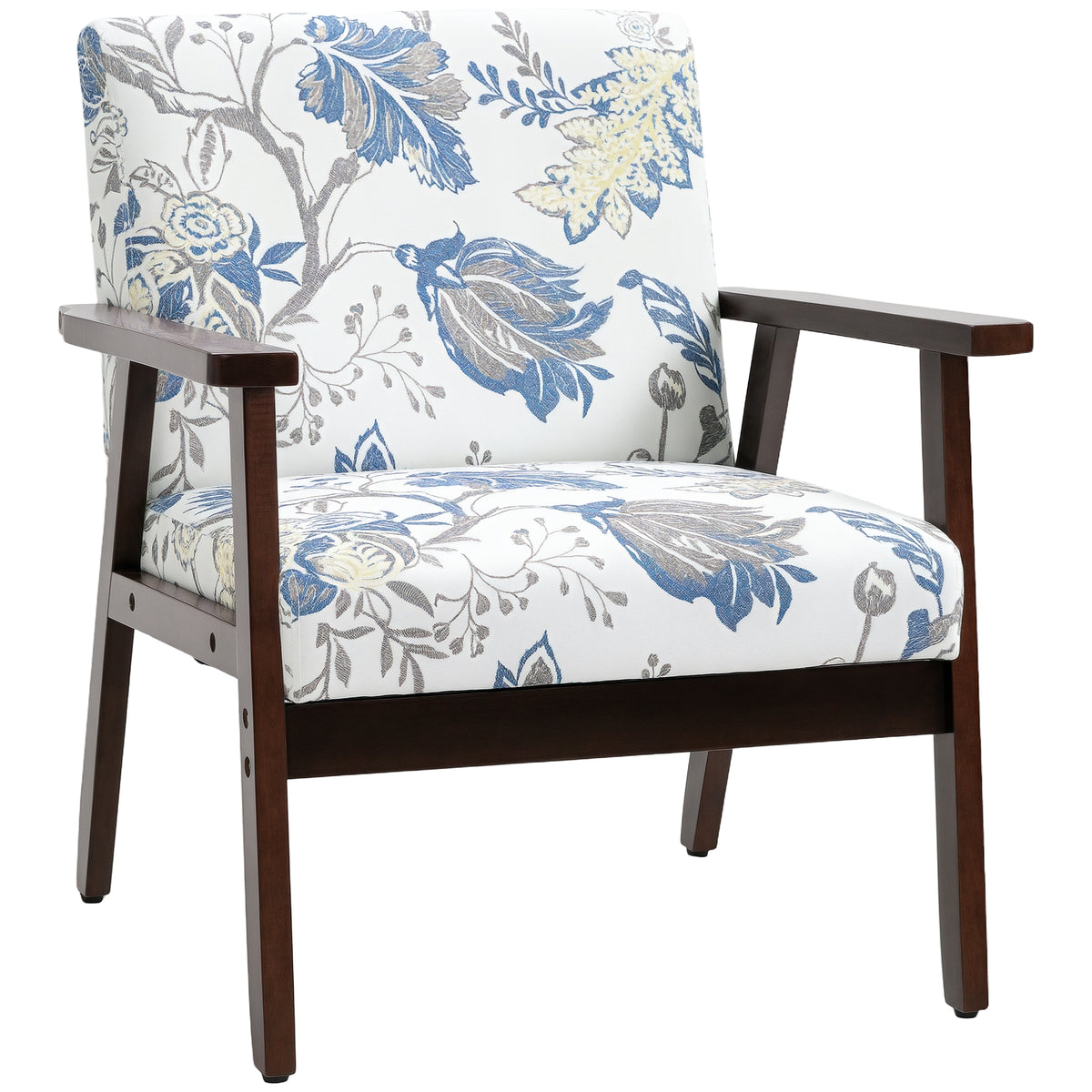 Modern Accent Chairs with Cushioned Seat, Upholstered Linen-Feel Armchair for Bedroom, Living Room, Multicolored