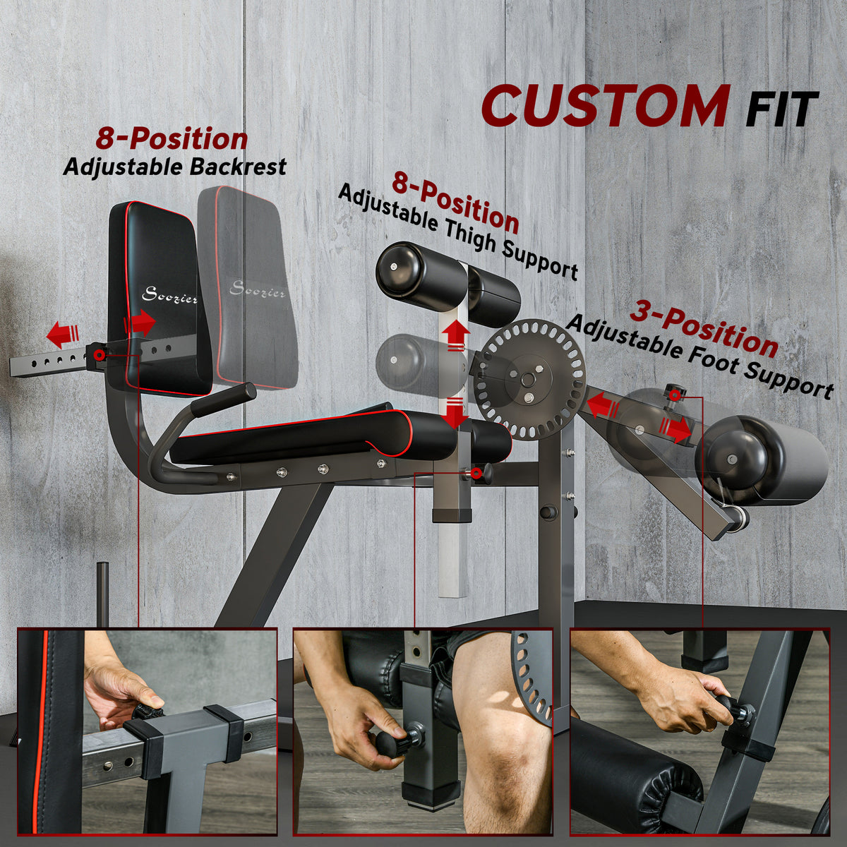 Soozier Leg Extension Machine Adjustable Leg Extension and Curl Machine with Plate Loaded for Leg Extension