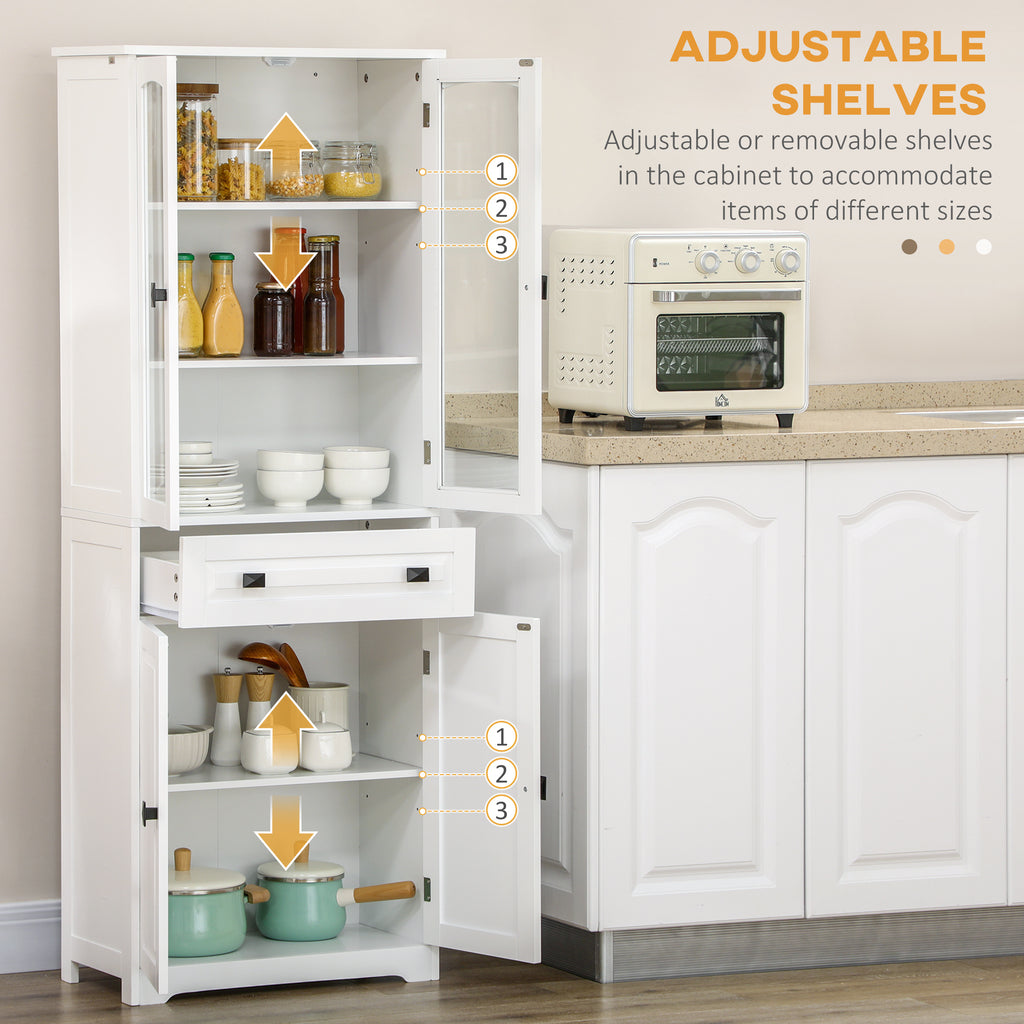 67" 4-Door Kitchen Pantry Cabinet, Freestanding Storage Cabinet Cupboard with Adjustable Shelves, White