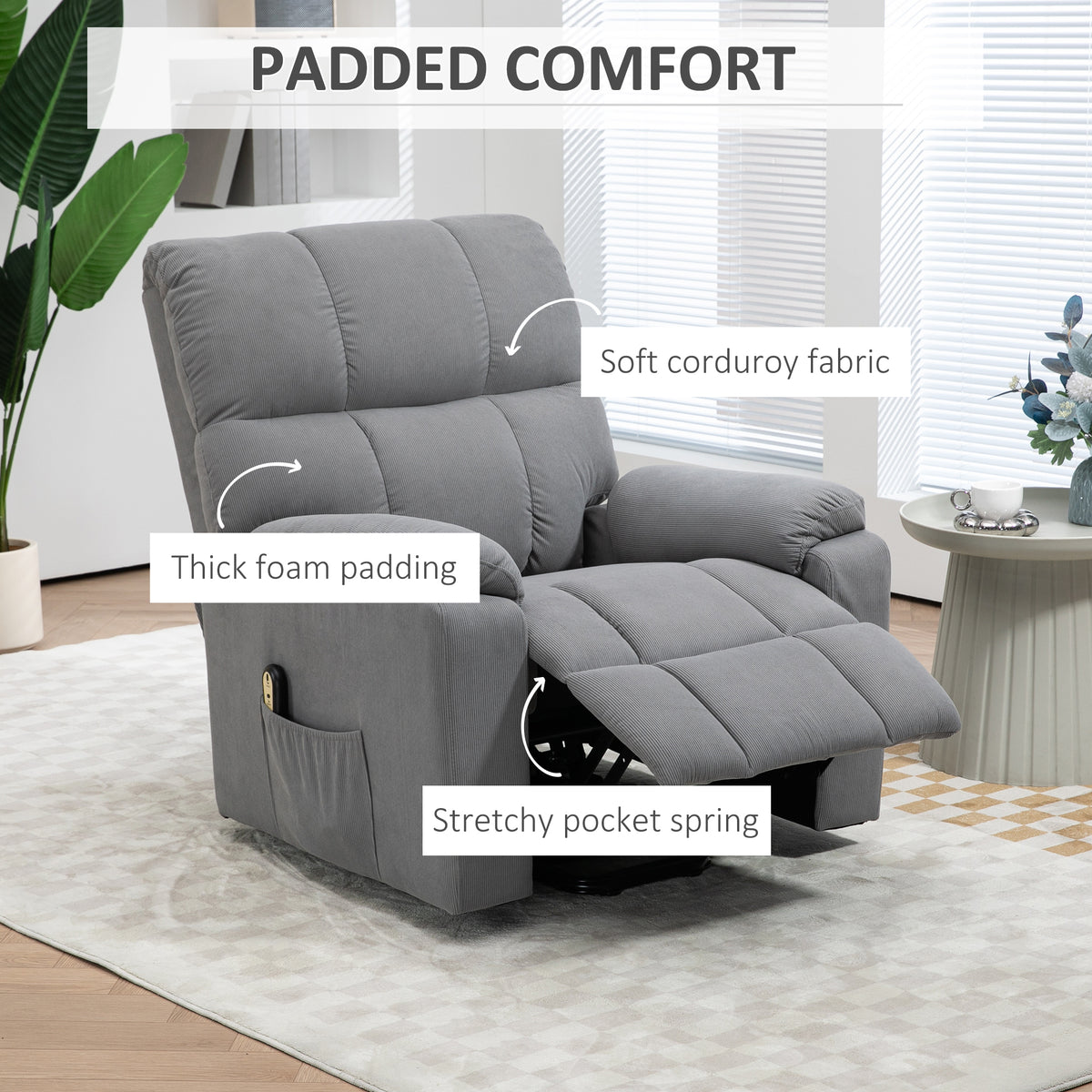 Lift Chair for Seniors, Microfibre Upholstered Electric Recliner Chair with Remote, Quick Assembly, Grey