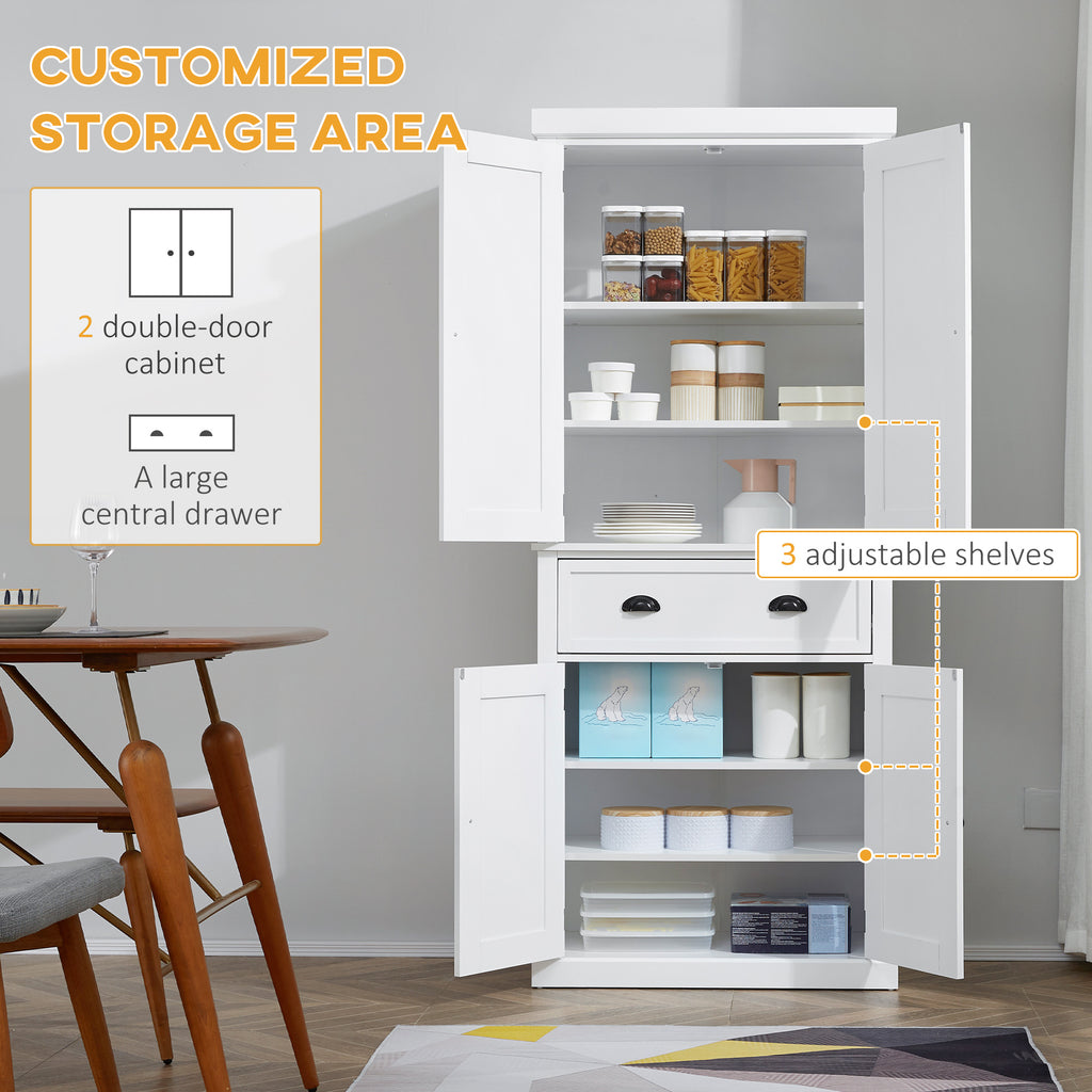 Long Standing Kitchen Cabinet w/ 2 Drawers MDF Board White