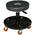 Shop Stool, Pneumatic Adjustable Mechanic Stool, with Tool Tray, Wheels - Black