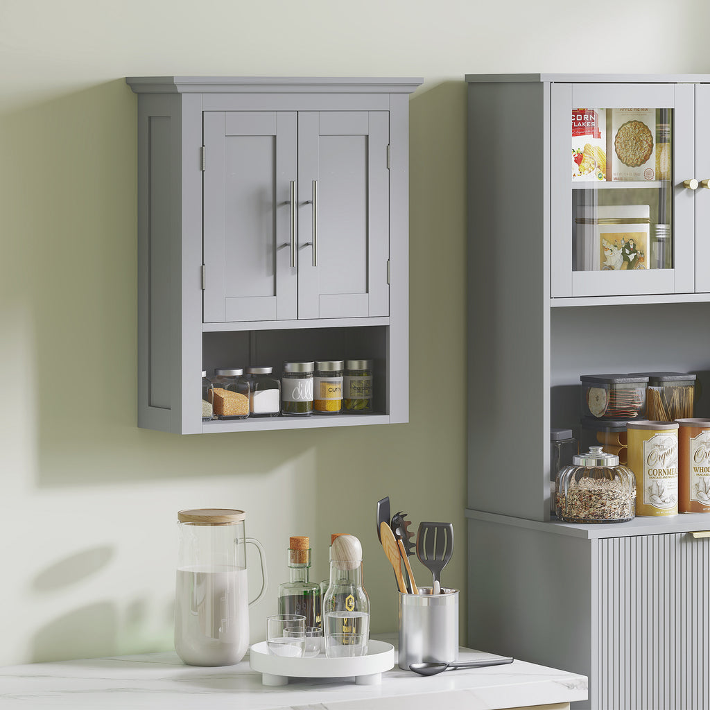 Bathroom Wall Cabinet, Medicine Cabinet, Toilet Storage Cabinet with Shelf for Living Room and Entryway, White