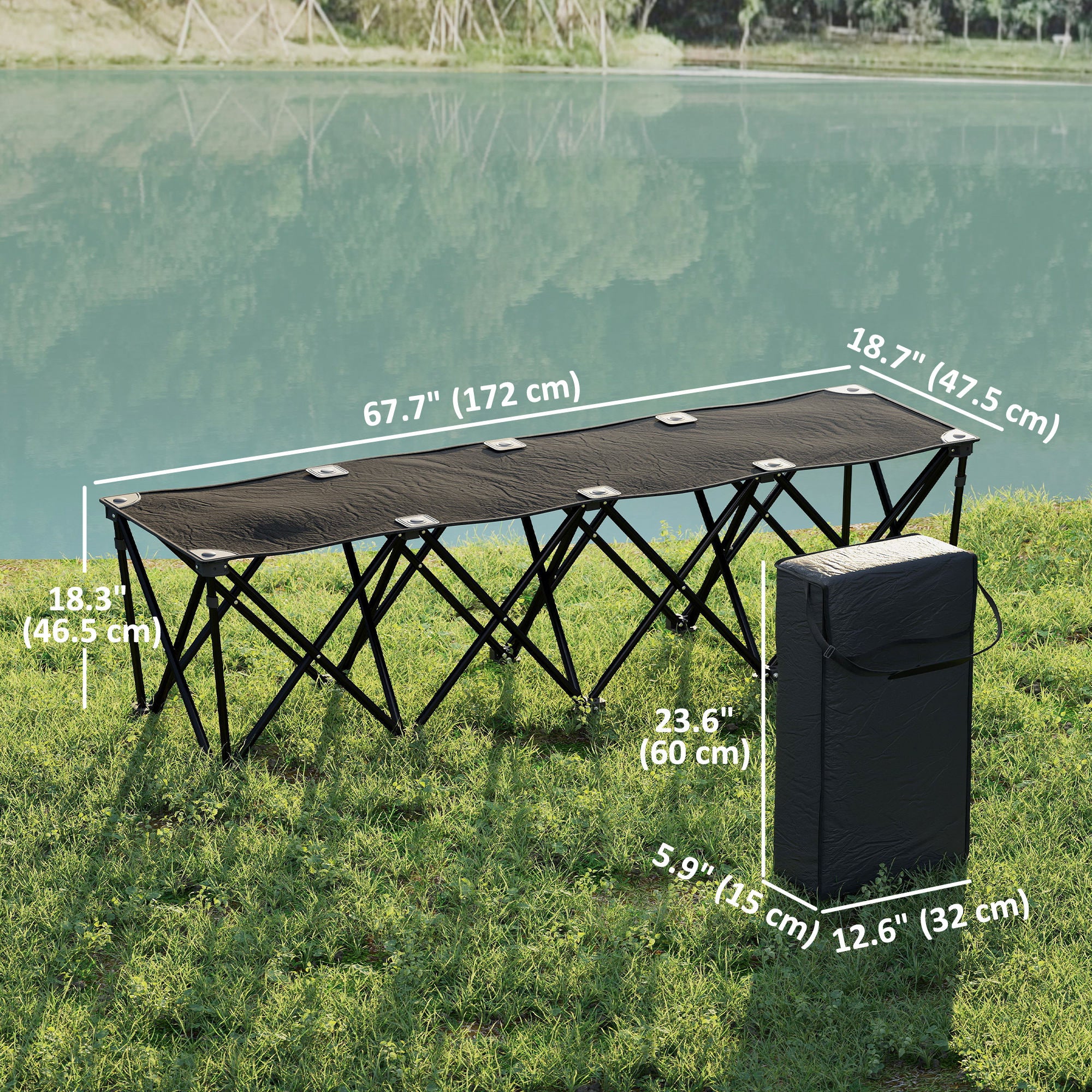 Portable 6-Seater Folding Camping Chair, Team Bench Chair with Carry Bag for Soccer Football Team, No Assembly