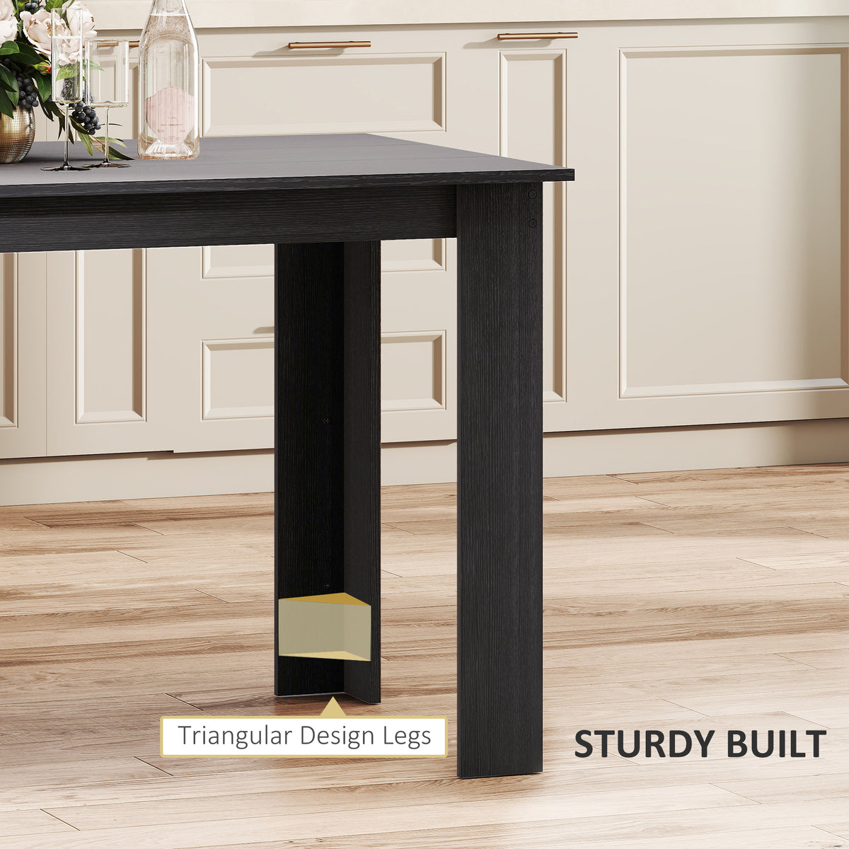 47" Kitchen Table for 4-6 People, Dining Table with Wood Effect for Dining Room, Oak