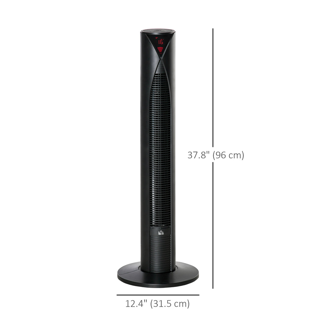 Freestanding Tower Fan Cooling for Home Bedroom with 3 Speed, 12h Timer, Oscillating, LED Sensor Panel, Remote Controller, White