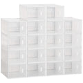 18 Pack Shoe Storage Boxes, Space-saving Shoe Organizers, Clear Plastic Stackable Holders Containers with Front Opening