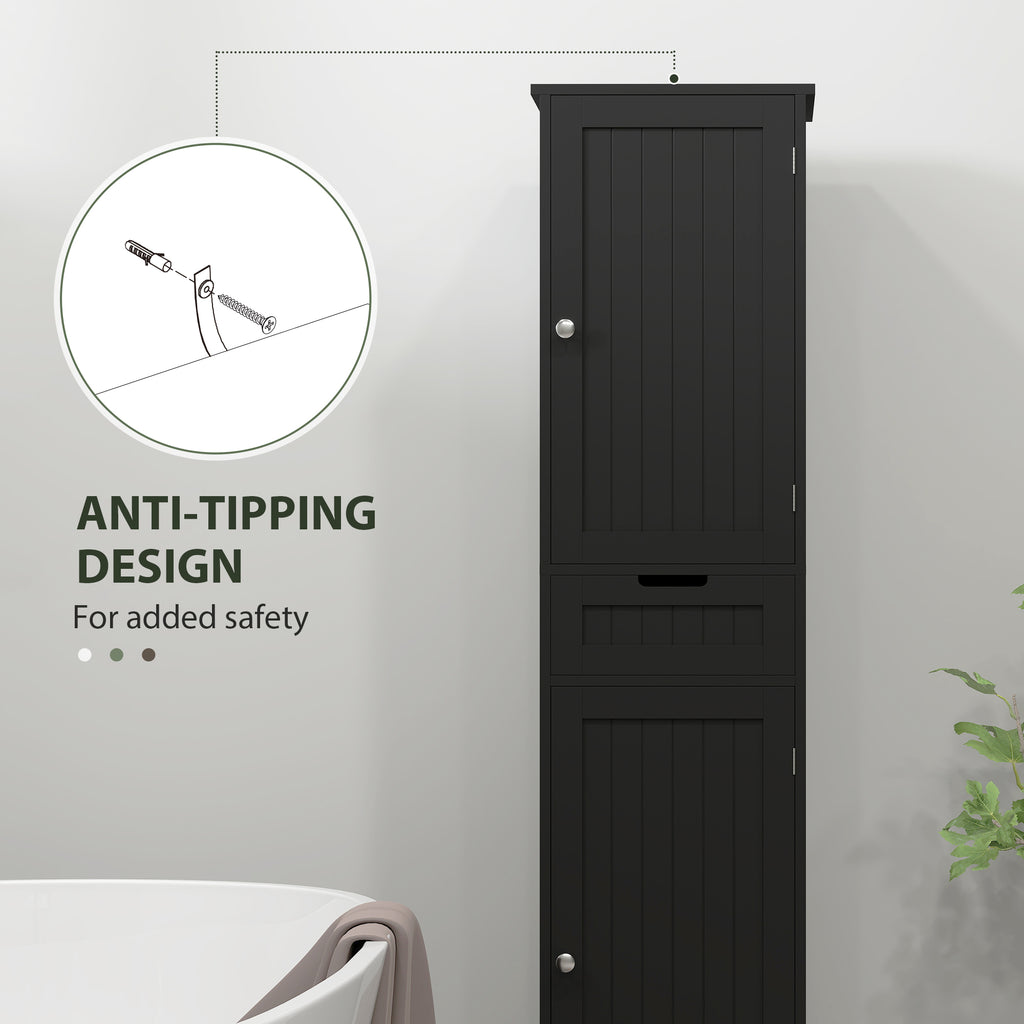 Freestanding Bathroom Cabinet with Drawer and 2 Doors, Tall Bathroom Cupboard for Kitchen, Study, Living Room