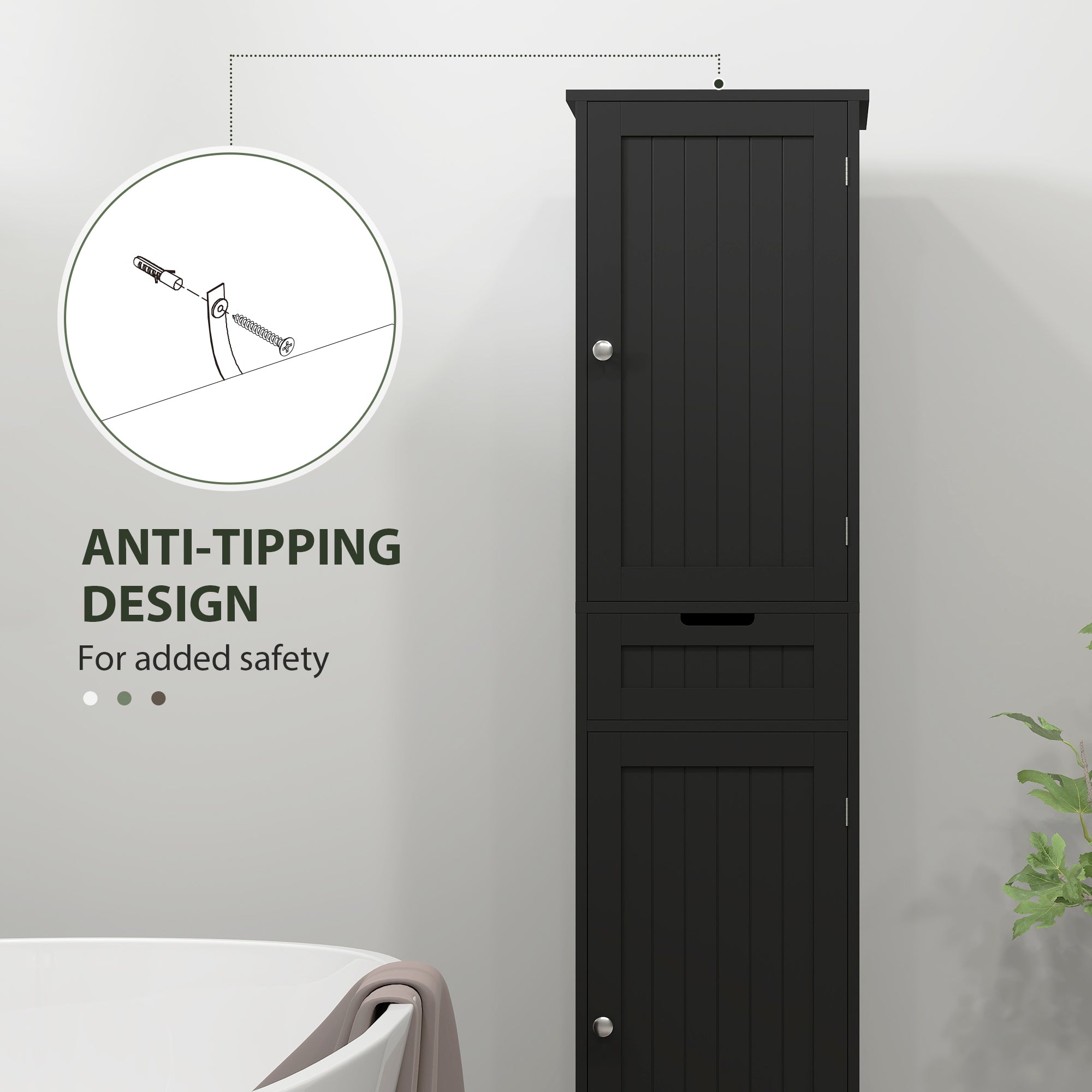 Freestanding Bathroom Cabinet with Drawer and 2 Doors, Tall Bathroom Cupboard for Kitchen, Study, Living Room