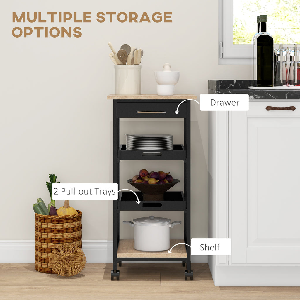 Kitchen Island Rolling Trolley Utility Serving Cart with Drawer  Grey