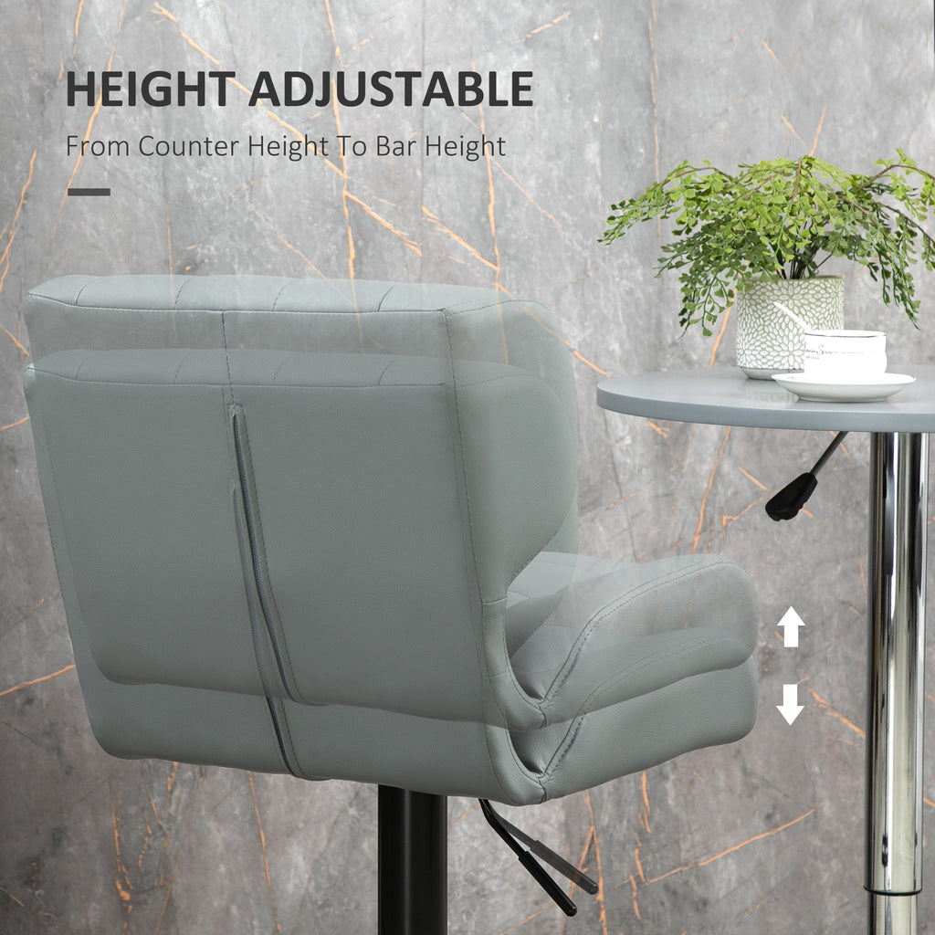 Swivel PU Leather Barstools Set of 2 Adjustable Bar Stools with Footrest Back for Kitchen Counter Dining Room Black