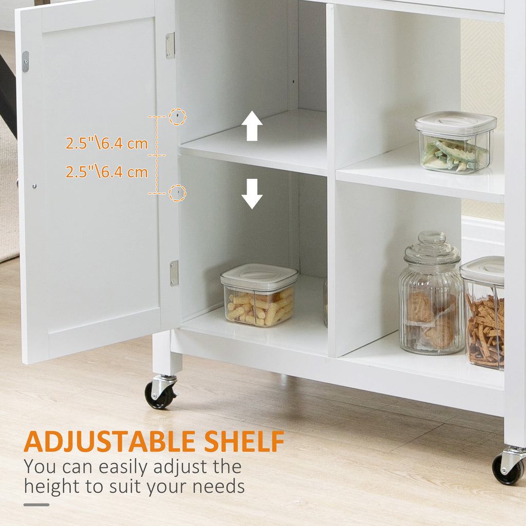 Rolling Kitchen Cart with Wood Top and Drawer, Kitchen Island on Wheels for Dining Room, Grey