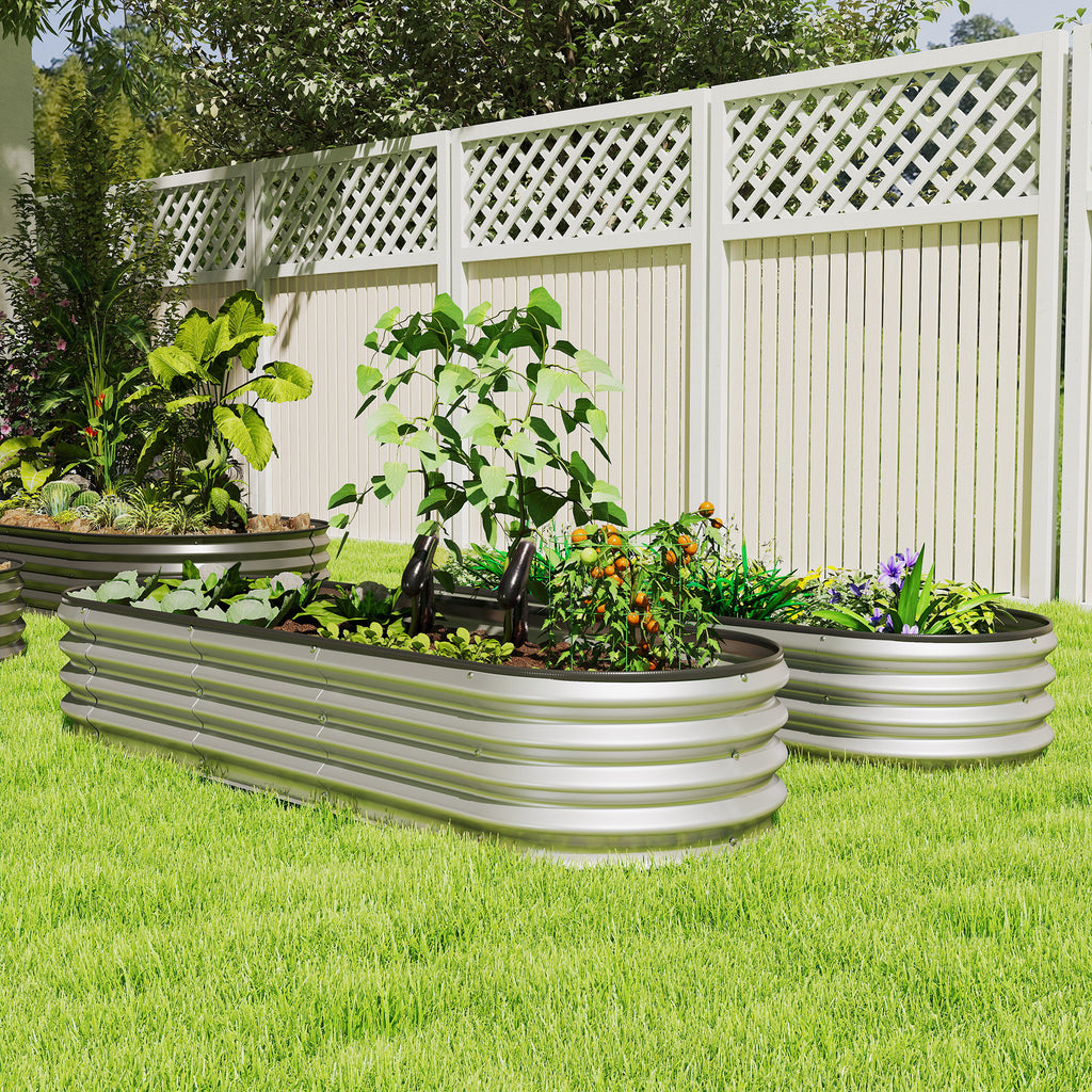 Galvanized Raised Garden Bed, 5 x 3 x 1 ft Modular Metal Garden Beds with Rubber Strip Edging, Silver