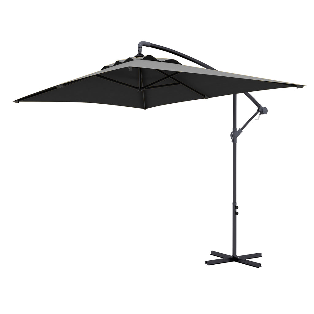 3(m) patio offset umbrella, with Cross Base - Dark Grey