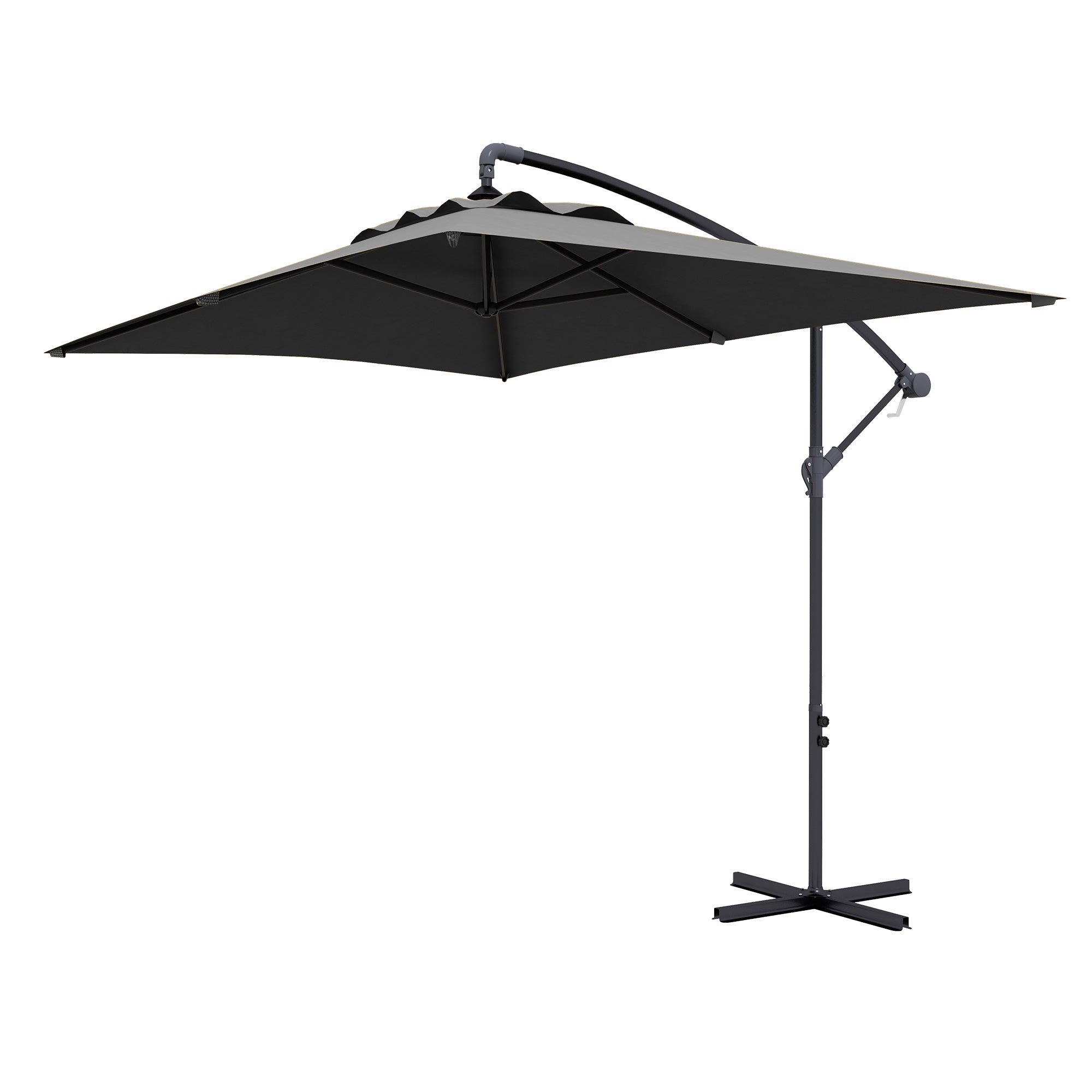 3(m) patio offset umbrella, with Cross Base - Dark Grey