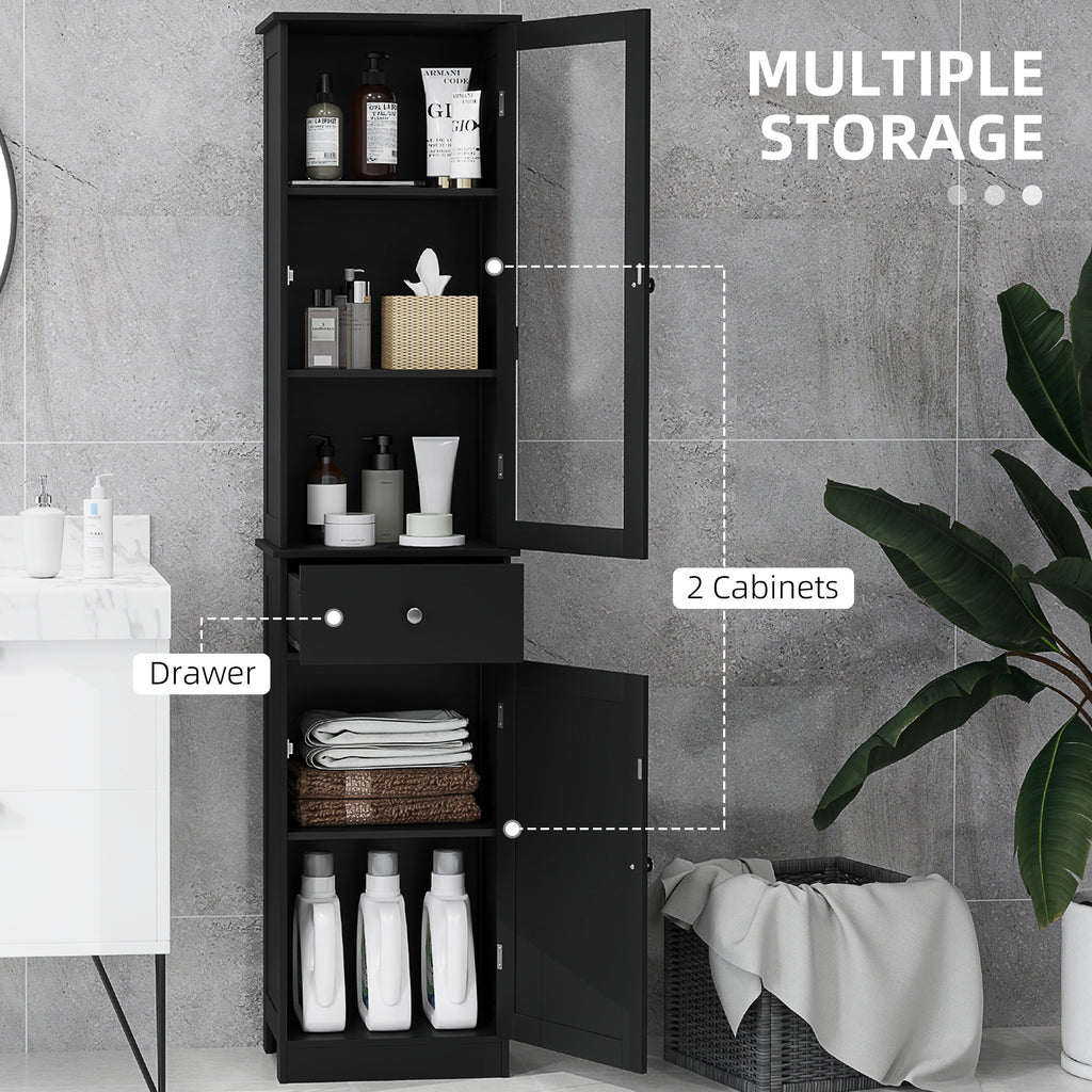 Tall Bathroom Cabinet, Bathroom Storage Cabinet with Drawers, 2 Doors and Adjustable Shelves, White