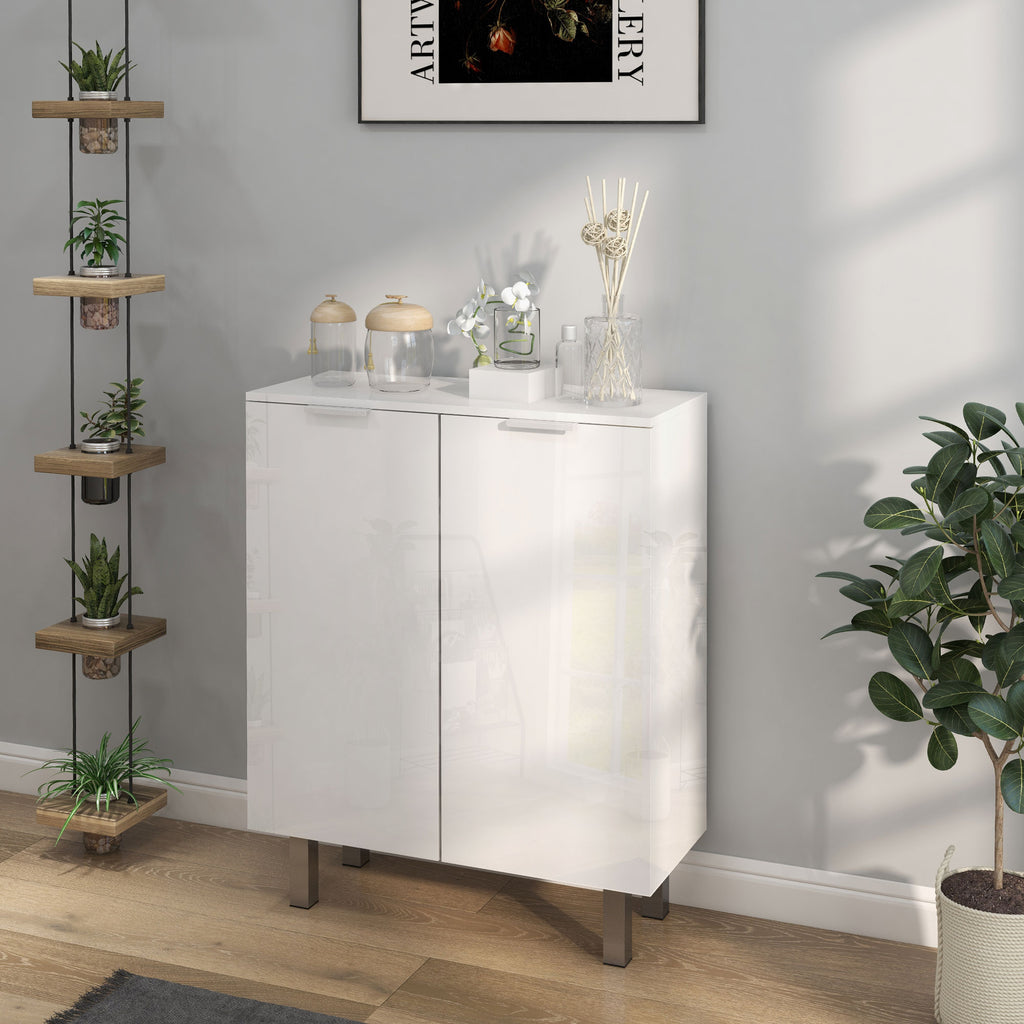 Shoe Cabinet, Shoe Storage Cabinet with Soft-Close Hinges and Adjustable Shelves, Holds 15-20 Pairs, High Gloss White