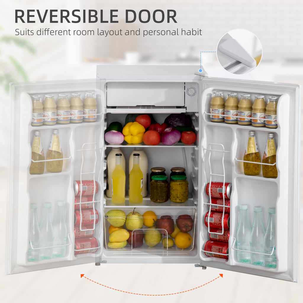 Compact Refrigerator, Mini Fridge with Freezer, Adjustable Shelf, Mechanical Thermostat and Reversible Door, White