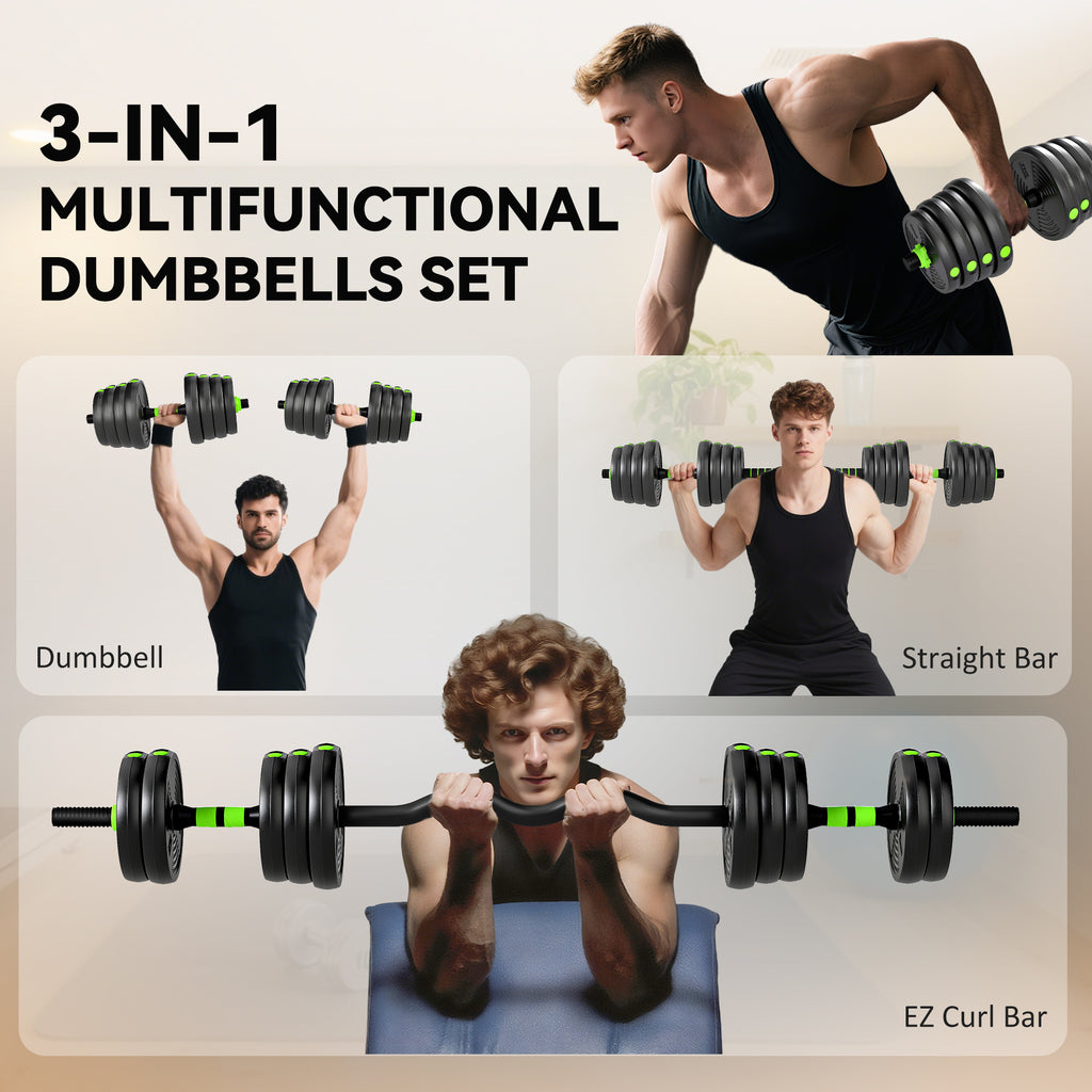 Soozier Adjustable Dumbbell Set, 3 in 1 Weights Dumbbells Set for Home Gym, 33lb Free Weights with Connector and Non-Slip Grip