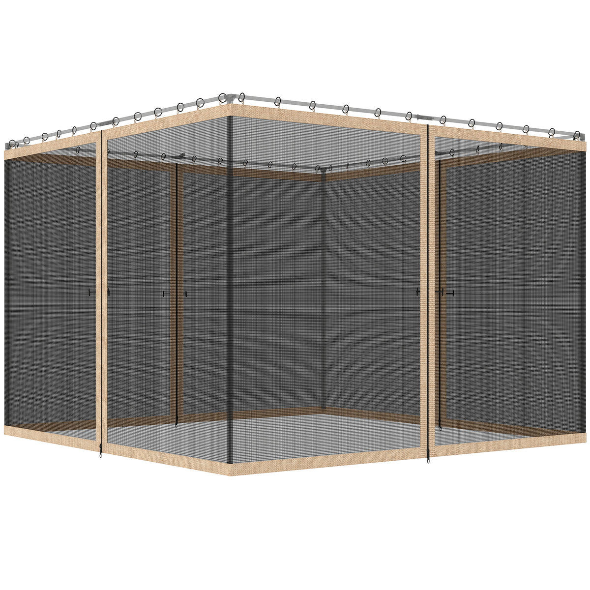 Replacement Mosquito Netting for Gazebo 12' x 12' Black Screen Walls for Canopy with Zippers, Beige