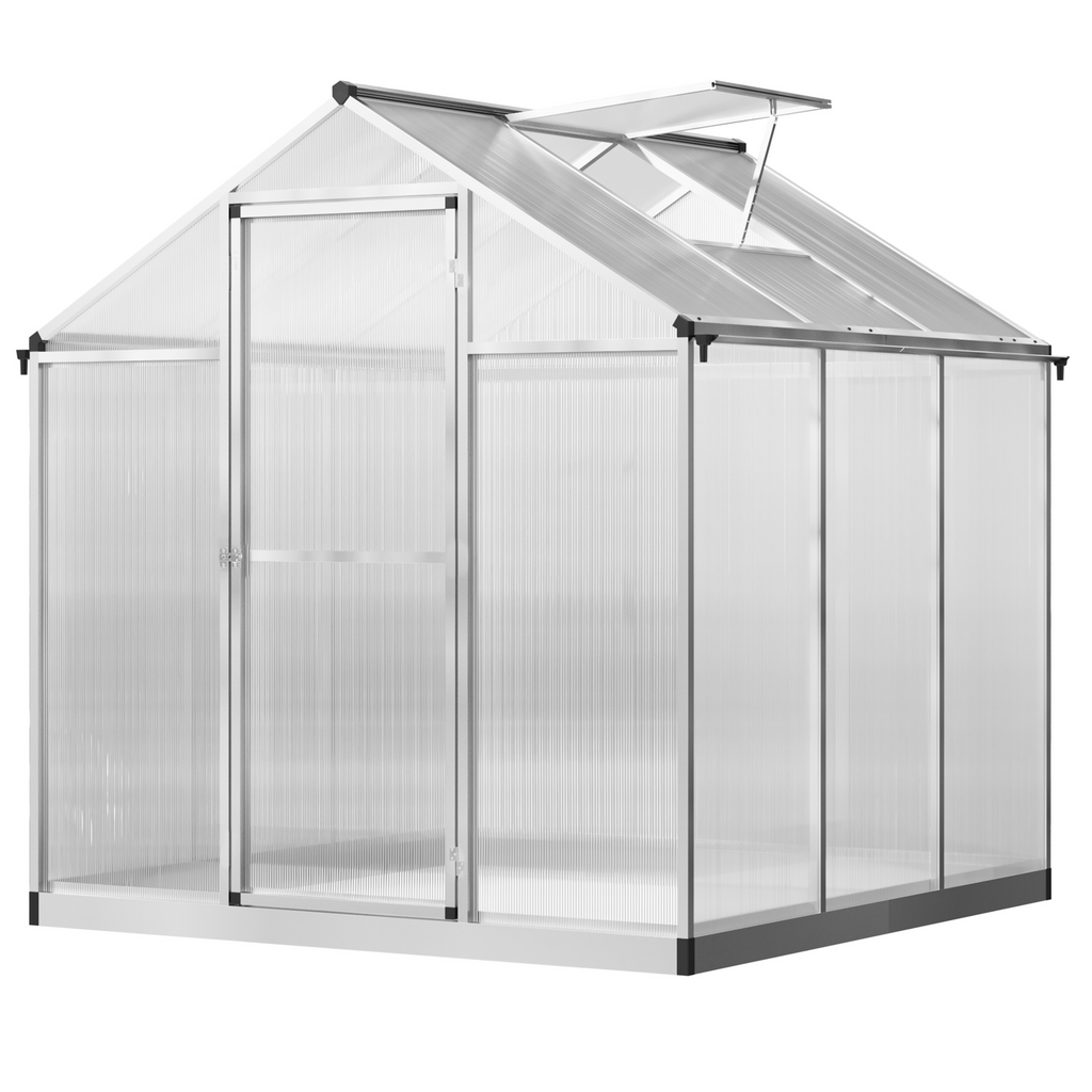 دفيئة حديقة قابلة للطي من ألواح البولي كربونات بمقاس 6' × 6' × 6.4' لنمو النباتات والزهور، إطار بارد، منزل دافئ محمول في الهواء الطلق