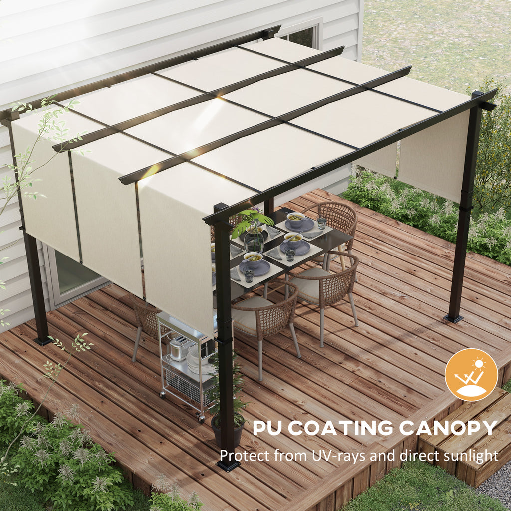 10' x 12' Metal Pergola, Outdoor Pergola with Retractable Canopy, for Garden, Patio, Backyard, Deck