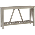 Farmhouse Entryway Table, Rustic Console Table with Storage Shelf for Living Room and Hallway, Distressed Grey