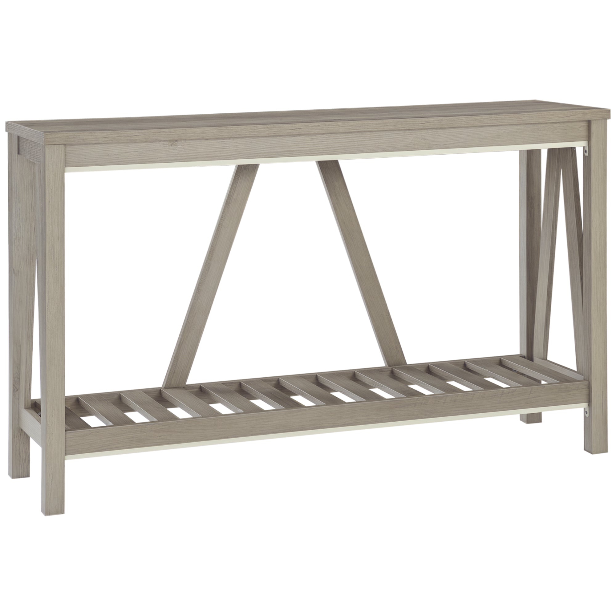 Farmhouse Entryway Table, Rustic Console Table with Storage Shelf for Living Room and Hallway, Distressed Grey