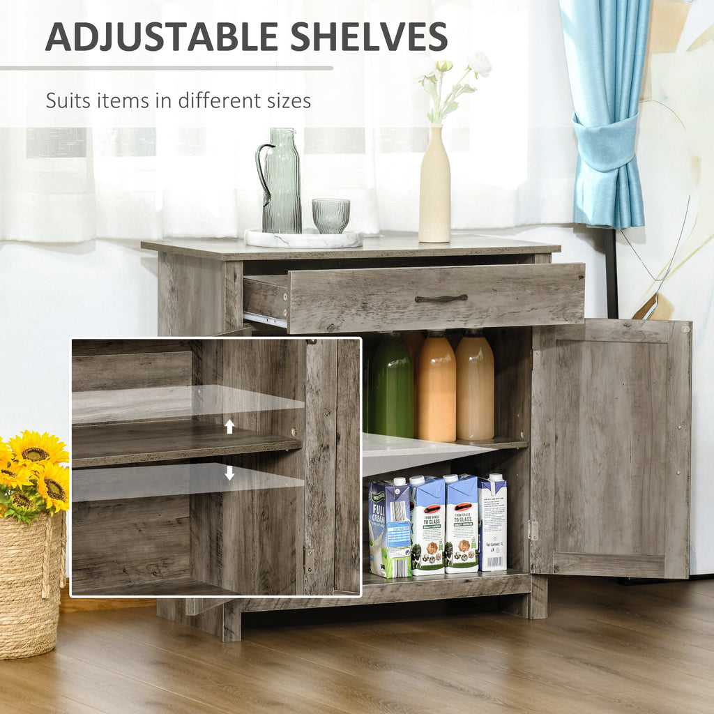 Farmhouse Sideboard Buffet Cabinet, Storage Cabinet with Barn Doors, Ash Grey