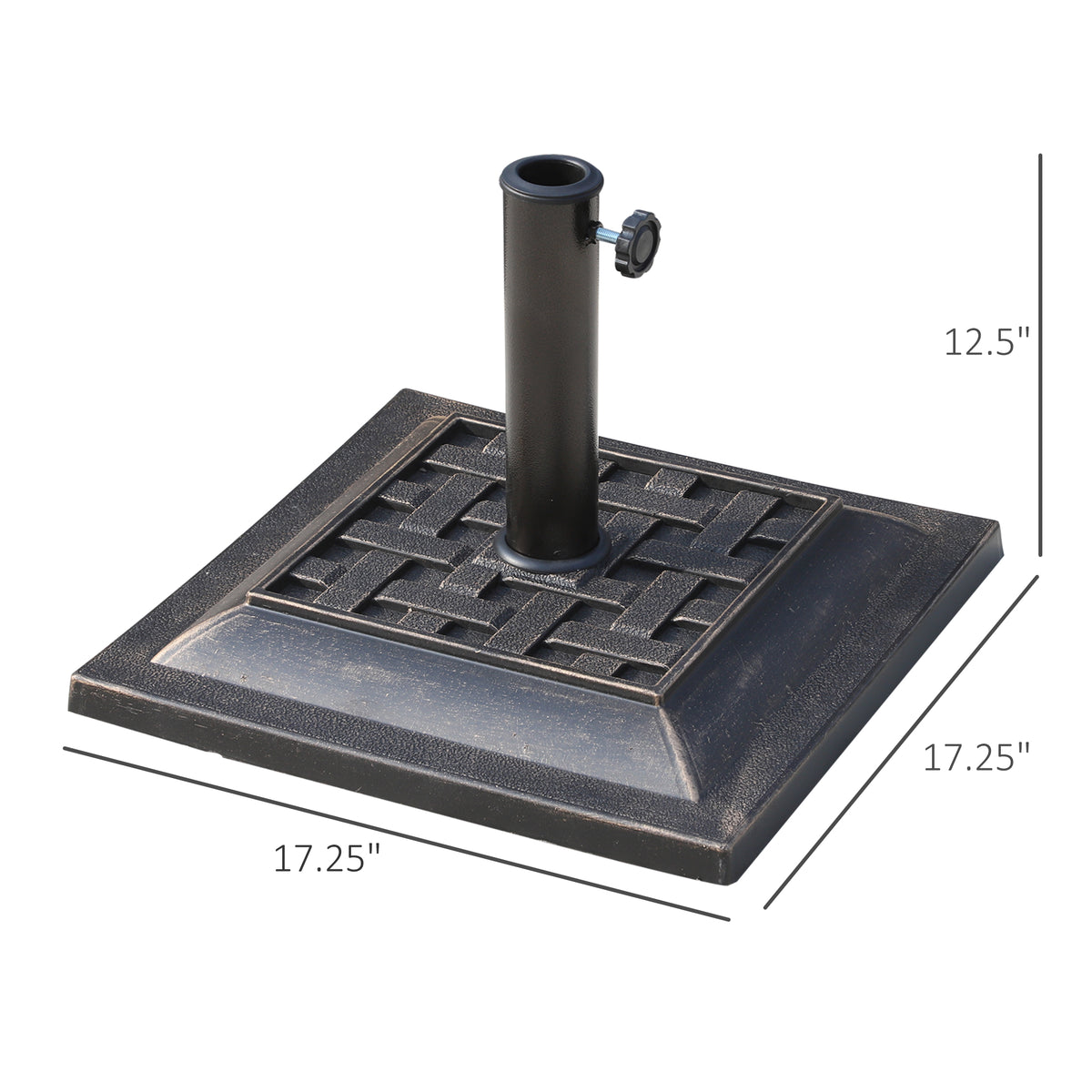 20 lbs Square Resin Patio Umbrella Stand Base Coated Pole Market Umbrella Parasol Holder Bronze