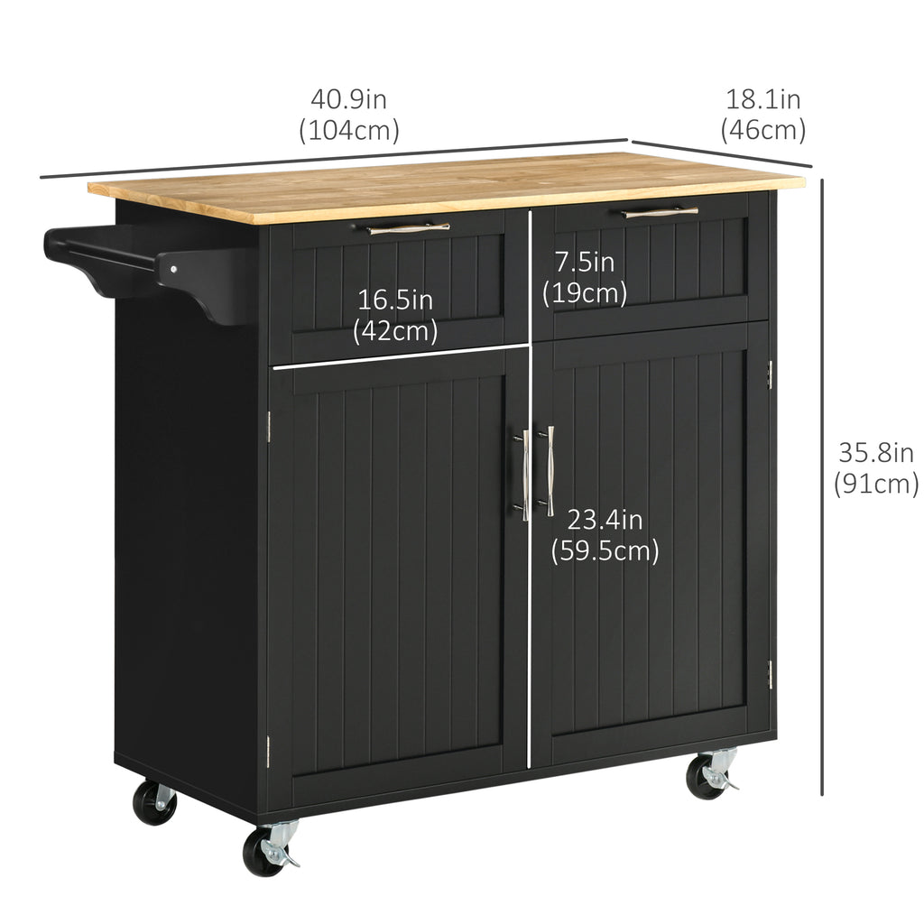 Rolling Kitchen Island, Kitchen Cart on Wheels with 2 Storage Drawers, 3 Door Cabinets and Towel Rack for Dining Room (Grey, 3-Doors)