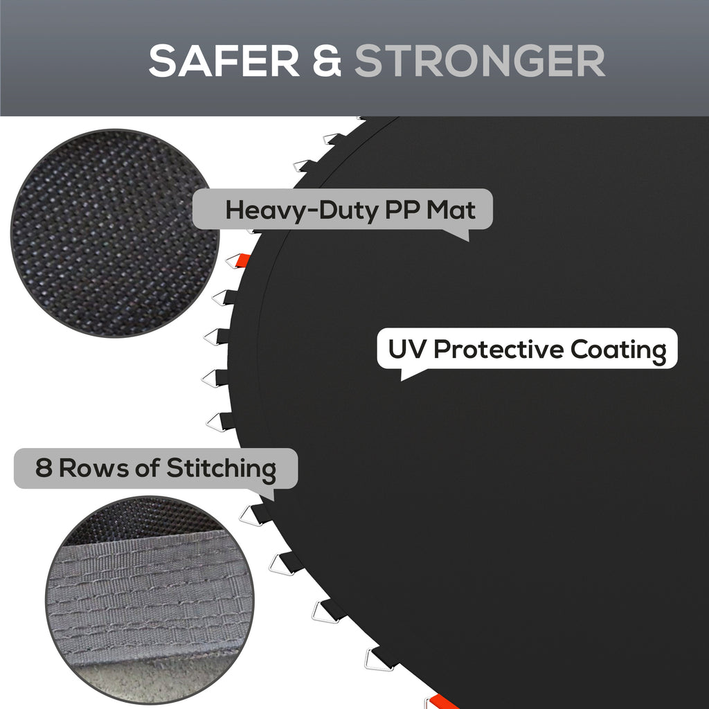 Soozier Trampoline Replacement Mat, Fits 14' Trampoline w/ 80 V-Hooks & 5.5" Springs (Spring & Frame not Included), Black