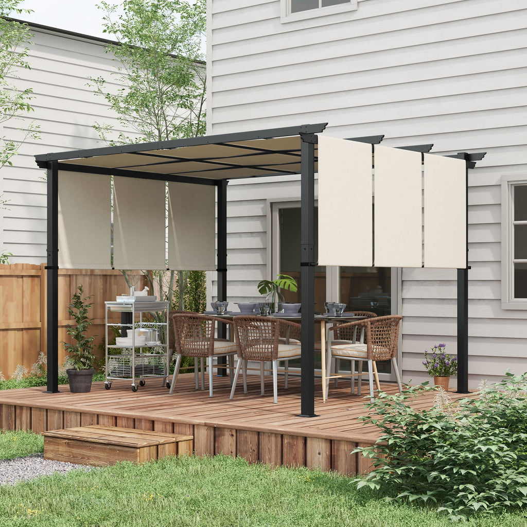 10' x 12' Metal Pergola, Outdoor Pergola with Retractable Canopy, for Garden, Patio, Backyard, Deck
