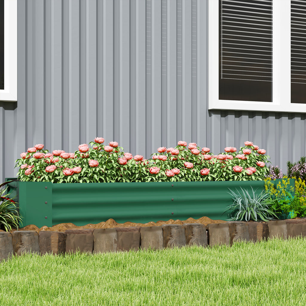 8 x 1.3 x 1.5ft Galvanized Raised Garden Bed, Reinforced Outdoor Planter Box with Open Bottom, Green