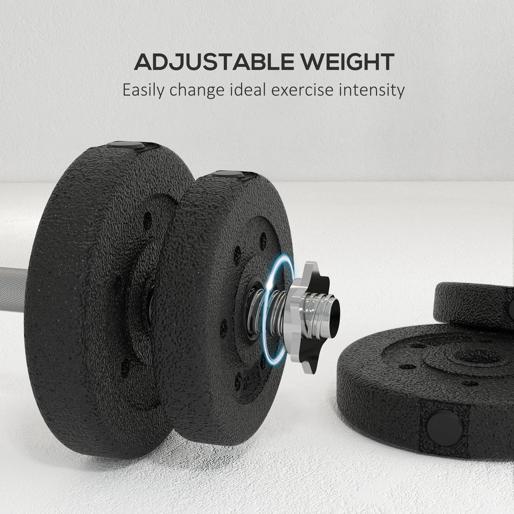Soozier 2 x 33 lbs Adjustable Dumbbells Weight Set Dumbbell Hand Weight Barbell for Body Fitness Lifting Training for Home Office Gym, Black