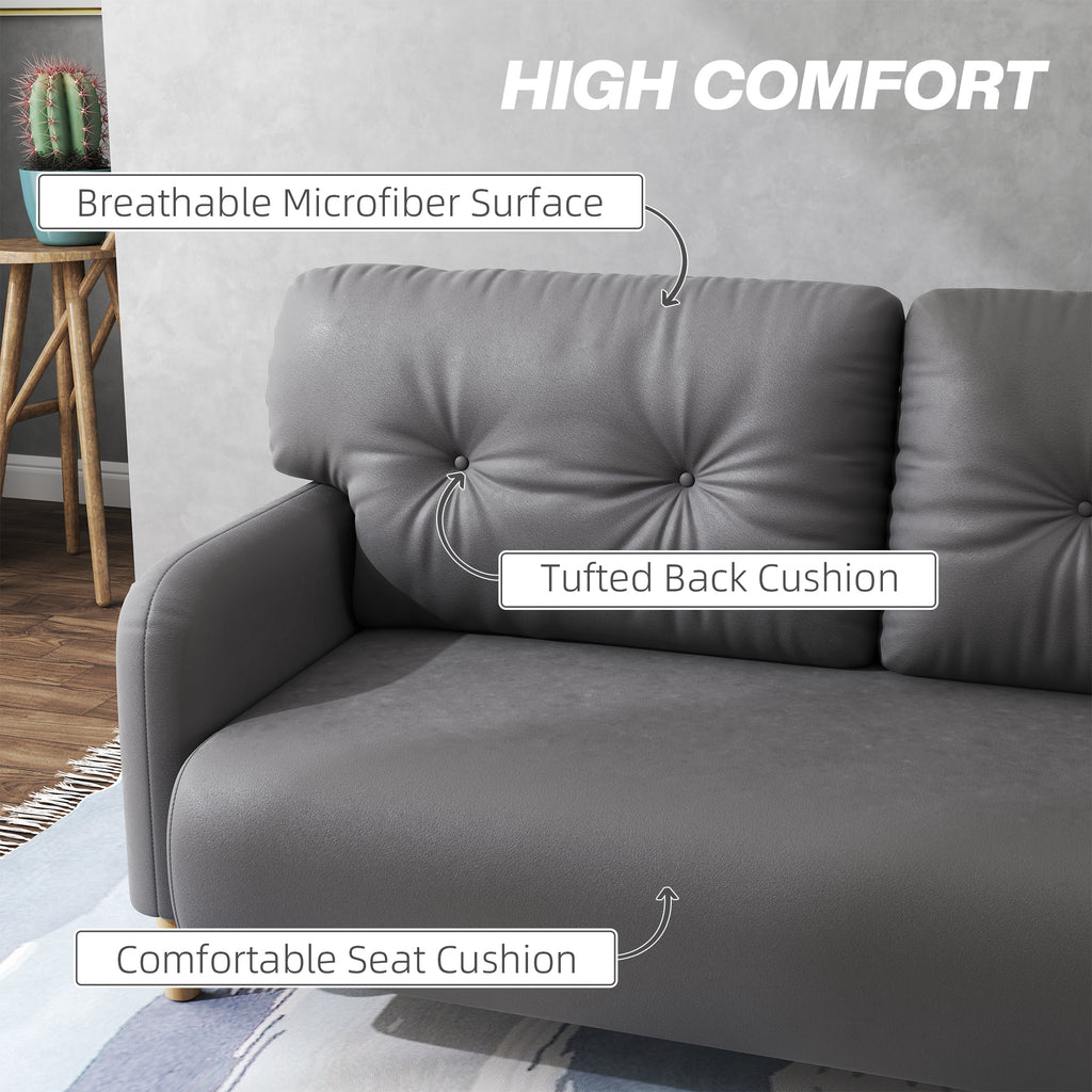 58" 2 Seat Sofa, Modern Love Seats Furniture, Upholstered 2 Seater Couch, Solid Wood Frame, Grey